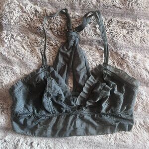 Aerie green lace strappy back bralette, size S